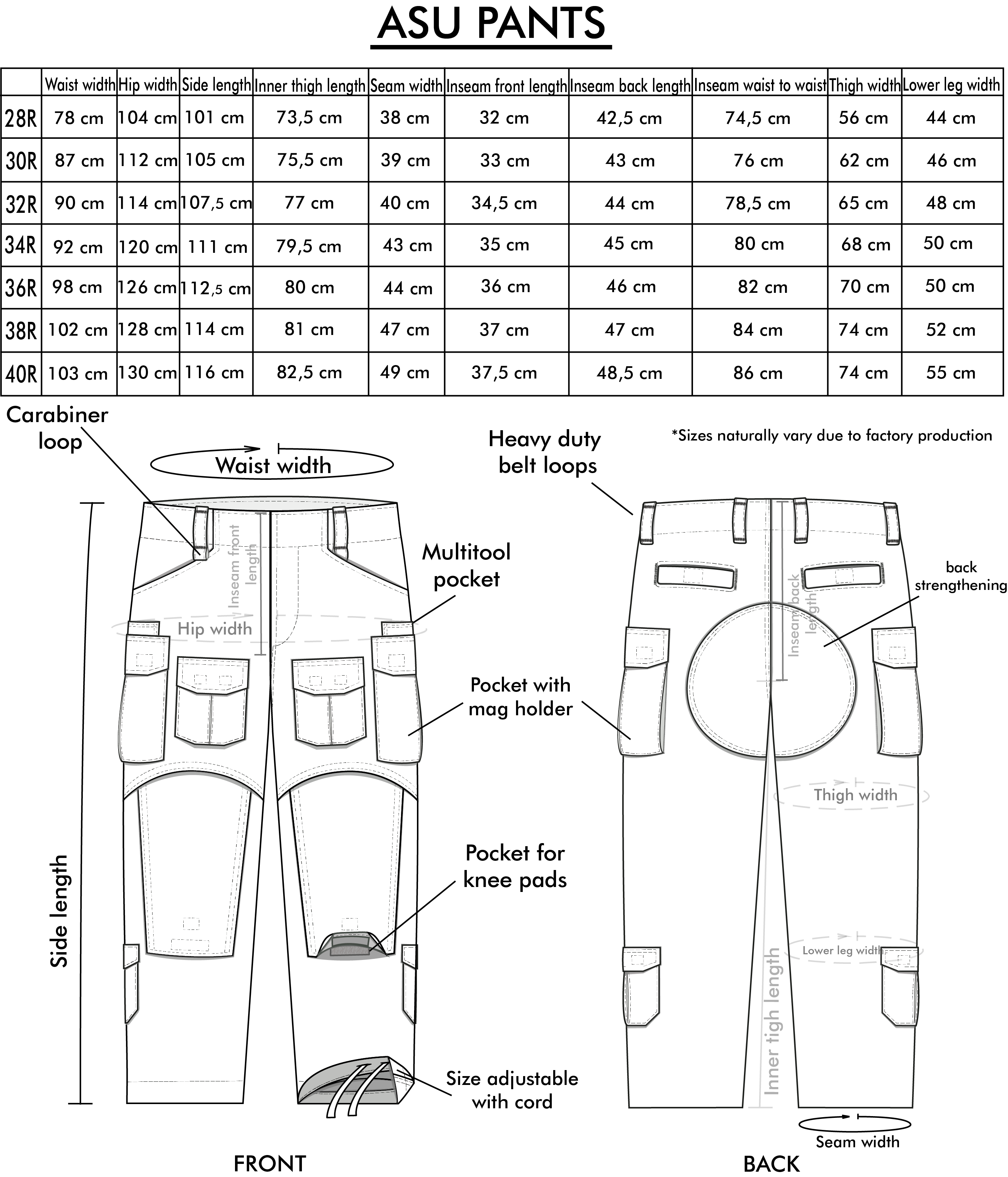 Novritsch Clothing Size Guide - Pants Novritsch Clothing Size Guide - Pants